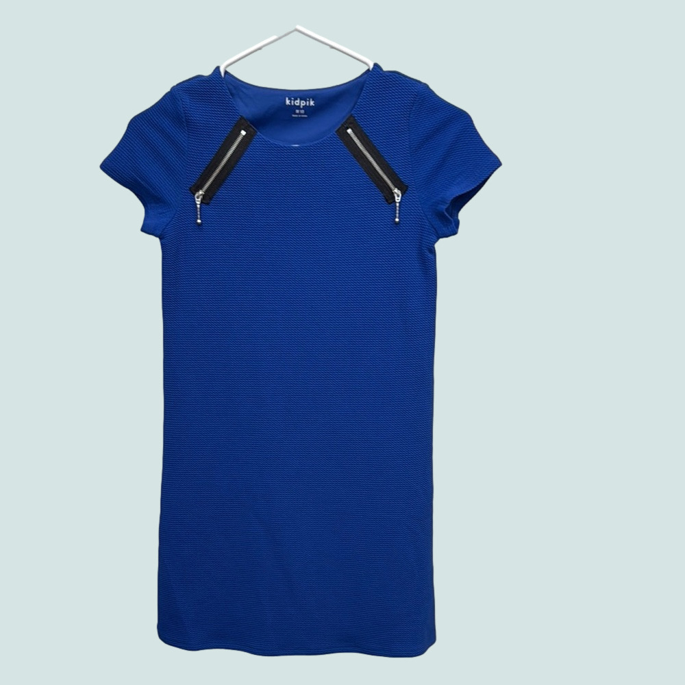 Kidpik Blue Waffle Dress with Zipper Accents size 10 Girls
